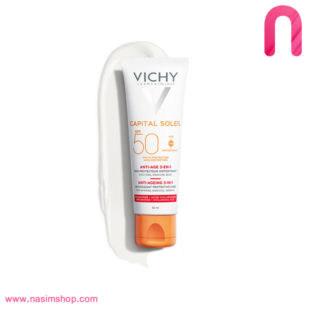 کرم ضد آفتاب ضد چروک ویشی بی رنگ سری Capital Soleil مدل Anti-Ageing
