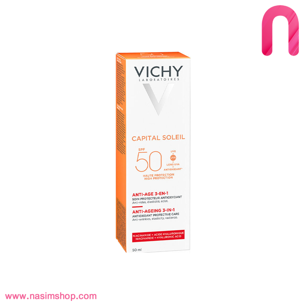 کرم ضد آفتاب ضد چروک ویشی بی رنگ سری Capital Soleil مدل Anti-Ageing