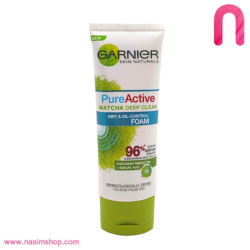 فوم شستشوی گارنیر مدل PURE ACTIVE حاوی چای ماچا