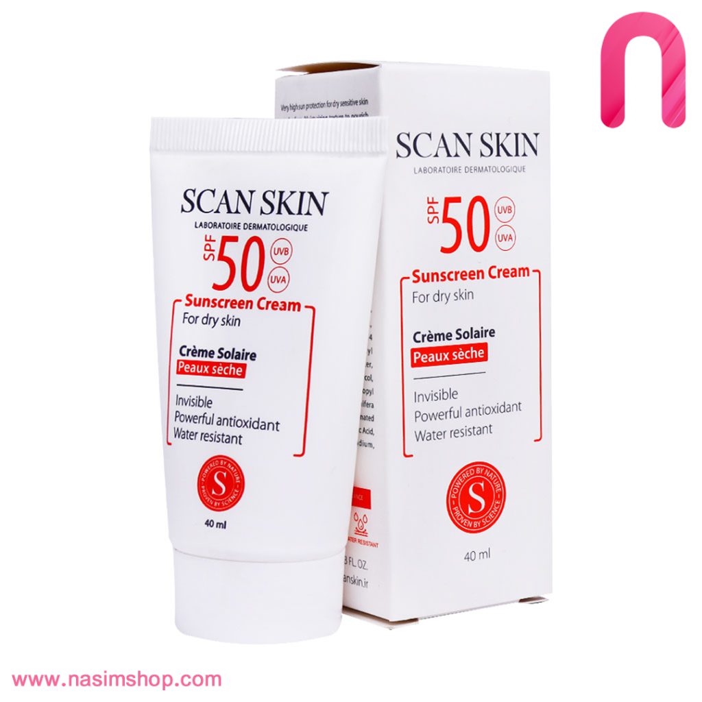 کرم ضد آفتاب بی رنگ پوست خشک SPF50 اسکن اسکین