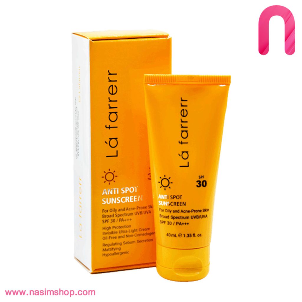 کرم ضد آفتاب ضدلک بی رنگ پوست چرب SPF30 لافارر