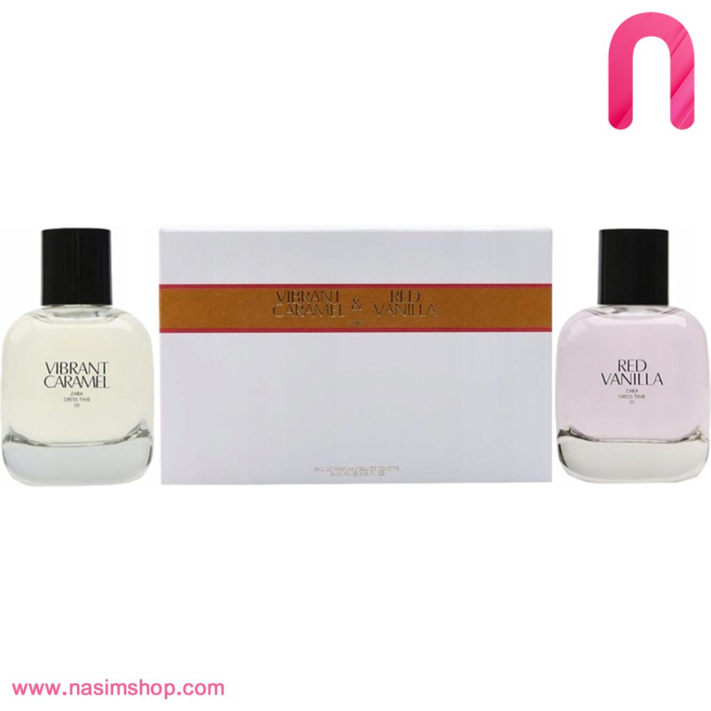 پک دوتایی ادکلن زارا مدل vibrant caramel & red vanilla