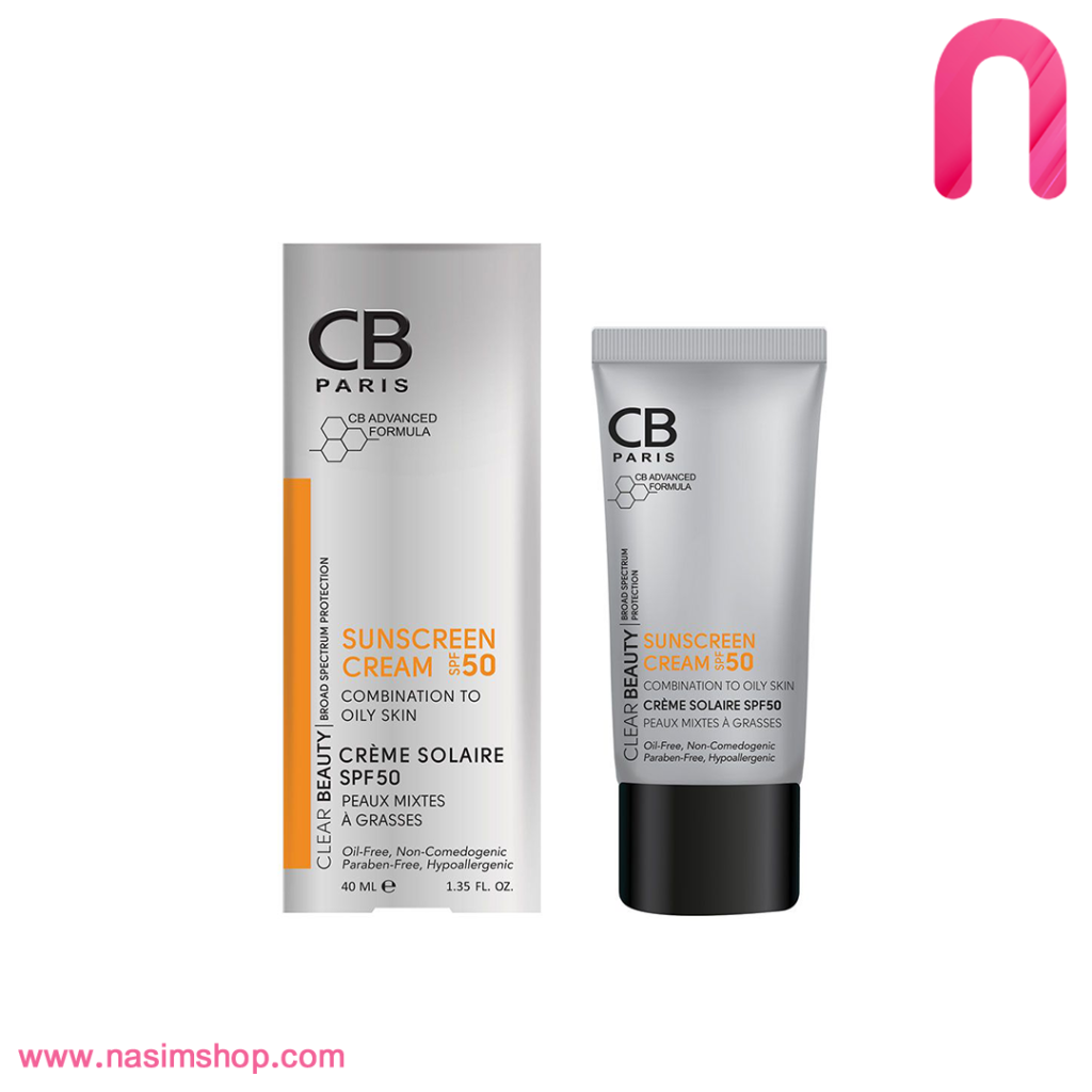 کرم ضدآفتاب پوست مختلط تا چرب بی رنگ SPF50 سی بی